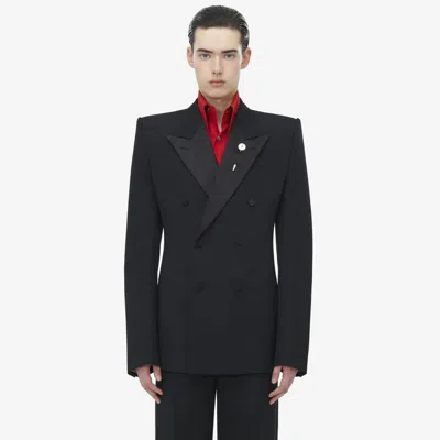 Alexander Mcqueen Double-breasted Tuxedo Jacket In Black