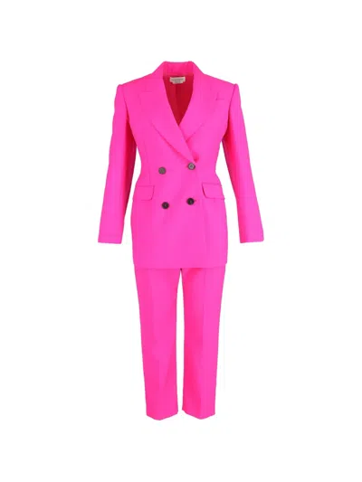 Pre-owned Alexander Mcqueen Double-breasted Two-piece Suit In Pink