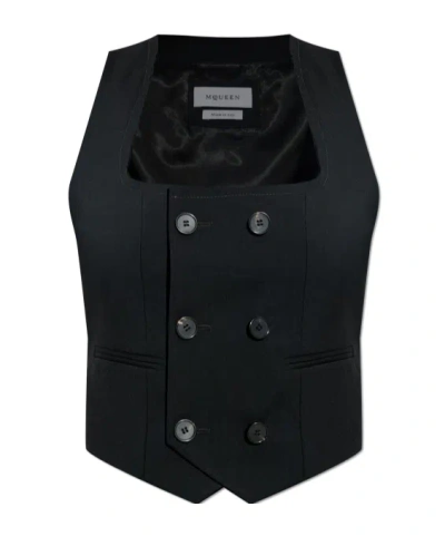 ALEXANDER MCQUEEN ALEXANDER MCQUEEN DOUBLE BREASTED SQUARE-NECK VEST