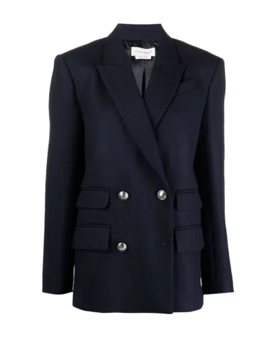 Alexander Mcqueen Double-breasted Wool-blend Blazer In Black