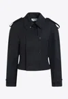 Alexander Mcqueen Alexander Mc Queen Short Double Breasted Navy Blue Jacket In Blue