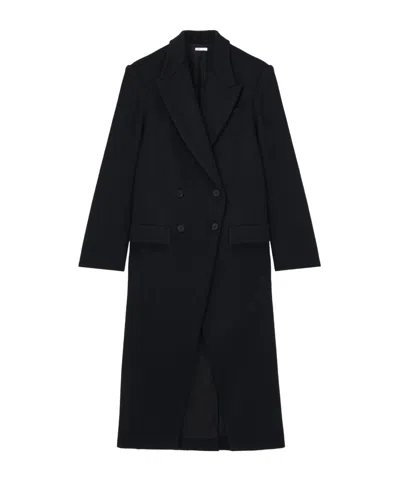 Alexander Mcqueen Double-breasted Flap-pocket Coat In Black