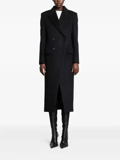 Alexander Mcqueen Double-breasted Wool Felt Coat In Black