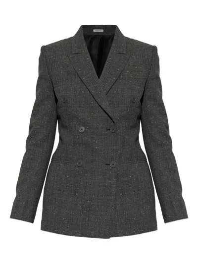 Alexander Mcqueen Double-breasted Wool Jacket In Gray