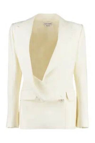 Pre-owned Alexander Mcqueen Double-breasted Wool Jacket In White