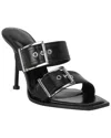 Alexander Mcqueen Double Buckle Punk Leather Mule In Black