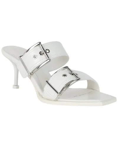 Alexander Mcqueen Double Buckle Punk Leather Mule In White