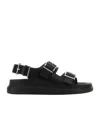 Alexander Mcqueen Black Slide Sandals With Embossed Logo In Leather Man In Black