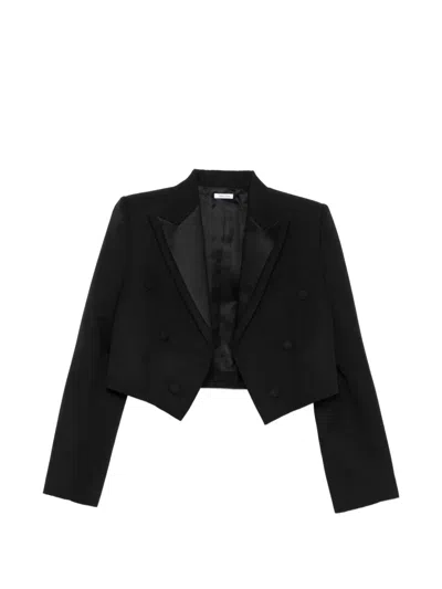 Alexander Mcqueen Double Lapel Cropped Jacket In Black