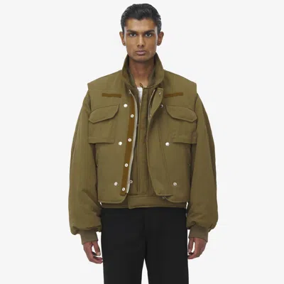 Alexander Mcqueen Double Layer Bomber Jacket In Olive