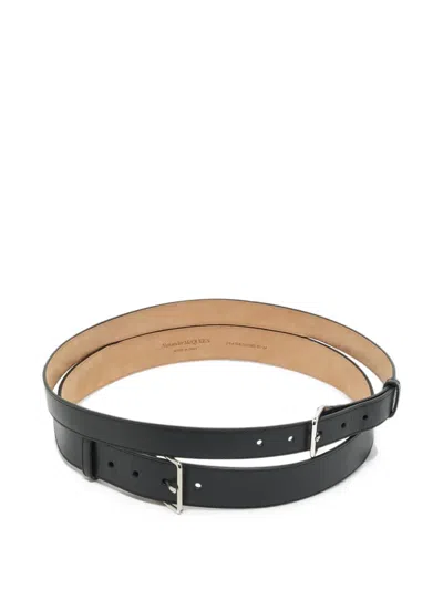 Pre-owned Alexander Mcqueen Double Leather Belt In Black