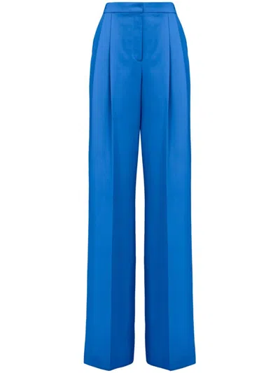 Alexander Mcqueen Double-pleat Wide-leg Trousers In Blau