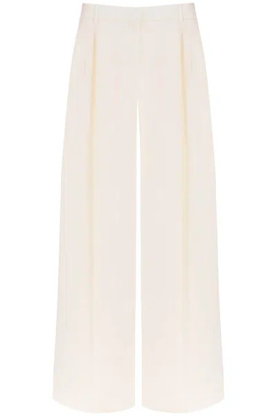 Alexander Mcqueen Double Pleated Palazzo Pants With In White