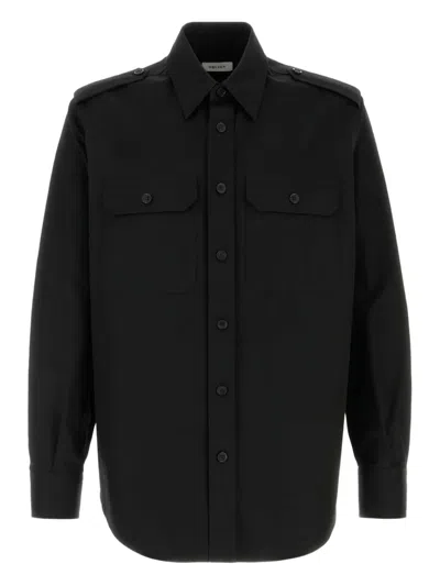 Alexander Mcqueen Double-pocket Cotton Shirt In Black