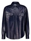 Alexander Mcqueen Double-pocket Leather Shirt In Blue