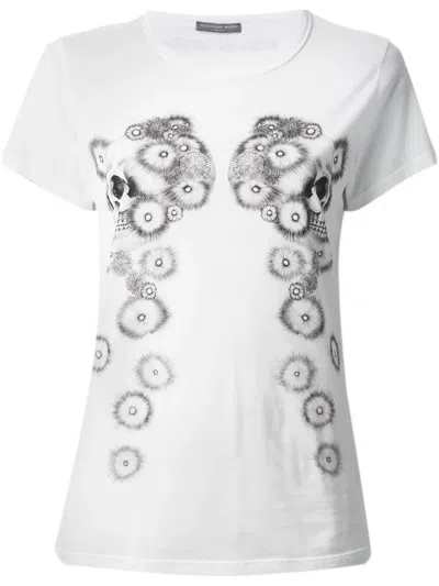 Alexander Mcqueen Double Skull Print T-shirt In White