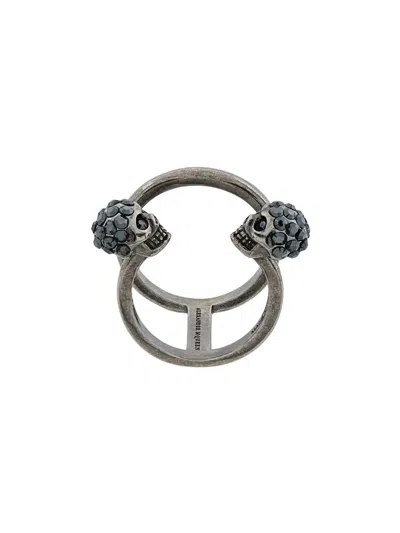 ALEXANDER MCQUEEN ALEXANDER MCQUEEN DOUBLE SKULL THIN RING