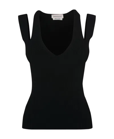 ALEXANDER MCQUEEN ALEXANDER MCQUEEN V-NECK CUT OUT KNITTED TOP