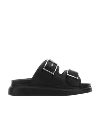 Alexander Mcqueen Double-strap Flat Sandals In Black