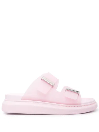 Alexander Mcqueen Double-strap Flat Slides In Pink