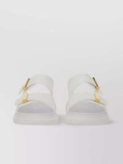 Alexander Mcqueen Double Strap Flat Sole Sandal In Gray
