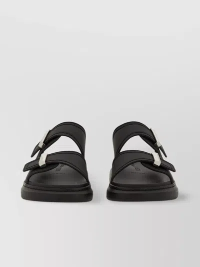 Alexander Mcqueen Double Strap Flat Sole Sandal In Brown