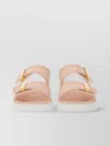 Alexander Mcqueen Double Strap Golden Hardware Sandal In Multi
