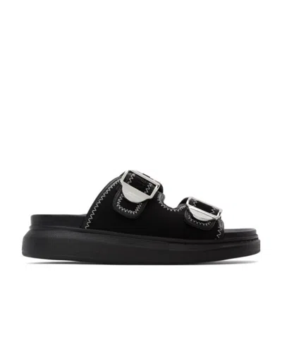 Alexander Mcqueen Double-strap Leather Sandals In Black