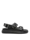 Alexander Mcqueen Black Slide Sandals With Embossed Logo In Leather Man In Black