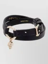 Alexander Mcqueen Double Wrap Bracelet Gold Tone Skull In Black