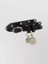 Alexander Mcqueen Double Wrap Studded Charm Bracelet In Black