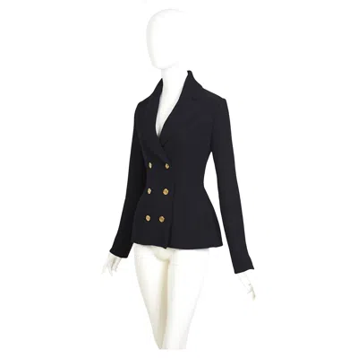 Pre-owned Alexander Mcqueen Double-breasted Cashmere Knit Jersey Cardigan Jacket In Black
