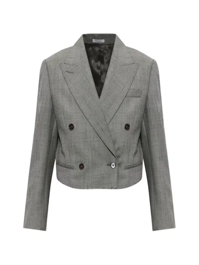 Alexander Mcqueen Double-breasted Cropped Blazer In Gray