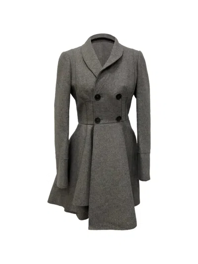 Pre-owned Alexander Mcqueen Double-breasted Flared Coat In Gray