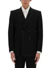 Alexander Mcqueen Navy Blue Solid Blazer In Black