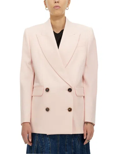 Alexander Mcqueen Double-breasted Jacket With Peaked Lapels For Women In Pink