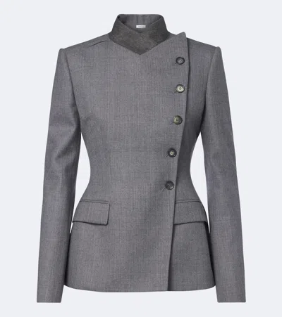 Alexander Mcqueen Double-breasted Peplum Wool Blazer In Grau