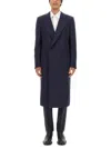 Alexander Mcqueen Double-breasted Wool Coat In Blue
