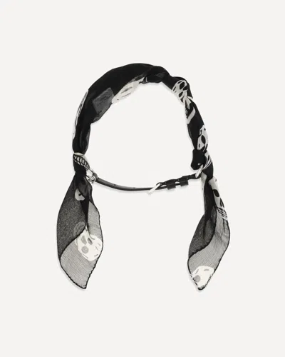 Alexander Mcqueen Double-wrap Skull Scarf Bracelet In Black