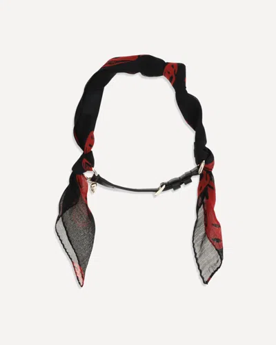 Alexander Mcqueen Double-wrap Skull Scarf Bracelet In Black
