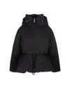 Alexander Mcqueen Down Jacket With Ruffles In Black In Black