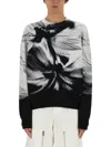 Alexander Mcqueen Blackwhite Printed Stretch Sweater In Multicolor