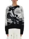 Alexander Mcqueen Blackwhite Printed Stretch Sweater In Multicolour