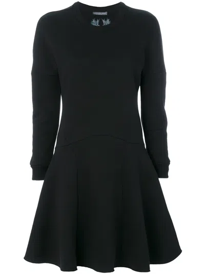 Alexander Mcqueen Dragon Patch Flared Dress In Black