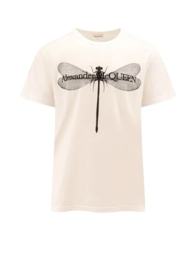 Alexander Mcqueen Dragonfly Organic Cotton T-shirt In White