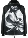 Alexander Mcqueen Dragonfly Shadow Hooded Bomber Jacket In Schwarz