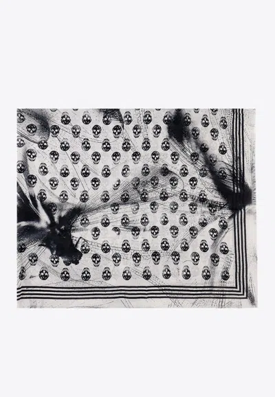 Alexander Mcqueen Dragonfly Shadow Modal Scarf In Gray