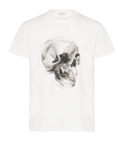 Alexander Mcqueen Dragonfly Skull T-shirt In Neutral