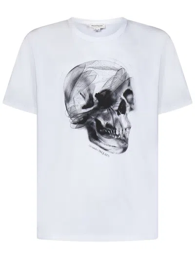 Alexander Mcqueen Dragonfly Skull T-shirt In White