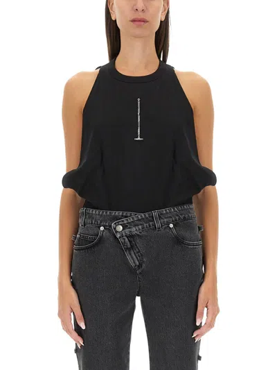 Alexander Mcqueen Draped Armhole T-shirt In Black